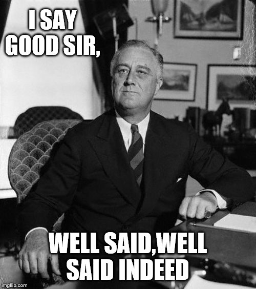 FdR | I SAY GOOD SIR, WELL SAID,WELL SAID INDEED | image tagged in fdr | made w/ Imgflip meme maker