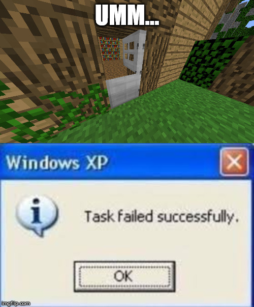 Task failed successfully | UMM... | image tagged in minecraft,task failed successfully,fail,excuse me,meme,memes | made w/ Imgflip meme maker