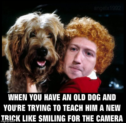 image tagged in annie,mark zuckerberg,dog,tricks,dogs,pets | made w/ Imgflip meme maker