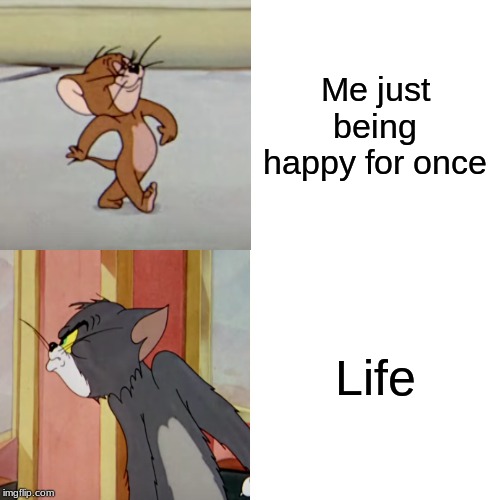 Drake Hotline Bling | Me just being happy for once; Life | image tagged in memes,drake hotline bling,tom and jerry,looney tunes,comics/cartoons,cartoon network | made w/ Imgflip meme maker
