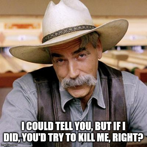SARCASM COWBOY | I COULD TELL YOU, BUT IF I DID, YOU'D TRY TO KILL ME, RIGHT? | image tagged in sarcasm cowboy | made w/ Imgflip meme maker