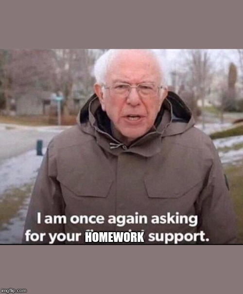 I am once again asking for your financial support | HOMEWORK | image tagged in i am once again asking for your financial support | made w/ Imgflip meme maker