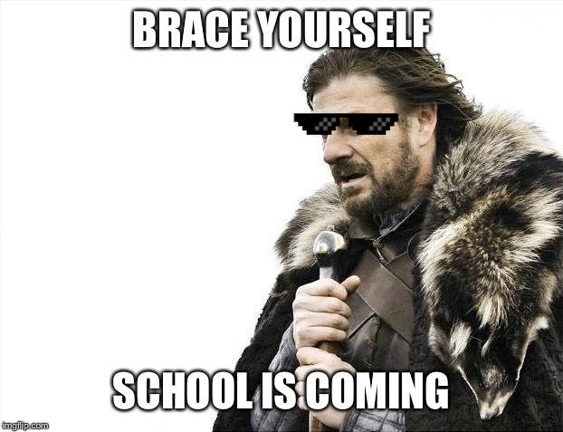 Brace Yourselves X is Coming Meme | BRACE YOURSELF; SCHOOL IS COMING | image tagged in memes,brace yourselves x is coming | made w/ Imgflip meme maker