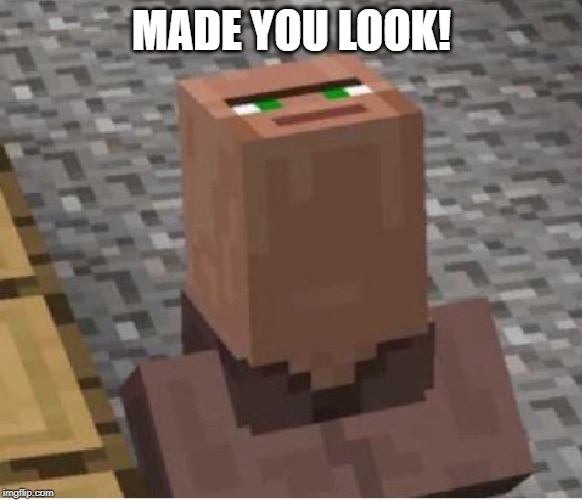 Minecraft Villager Looking Up | MADE YOU LOOK! | image tagged in minecraft villager looking up | made w/ Imgflip meme maker