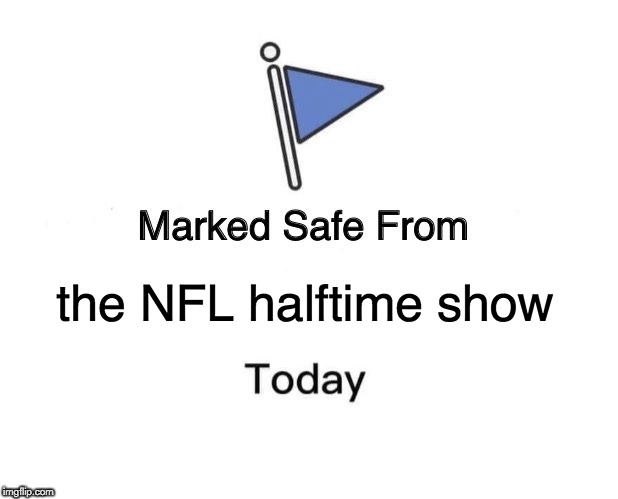 Marked Safe From |  the NFL halftime show | image tagged in memes,marked safe from | made w/ Imgflip meme maker