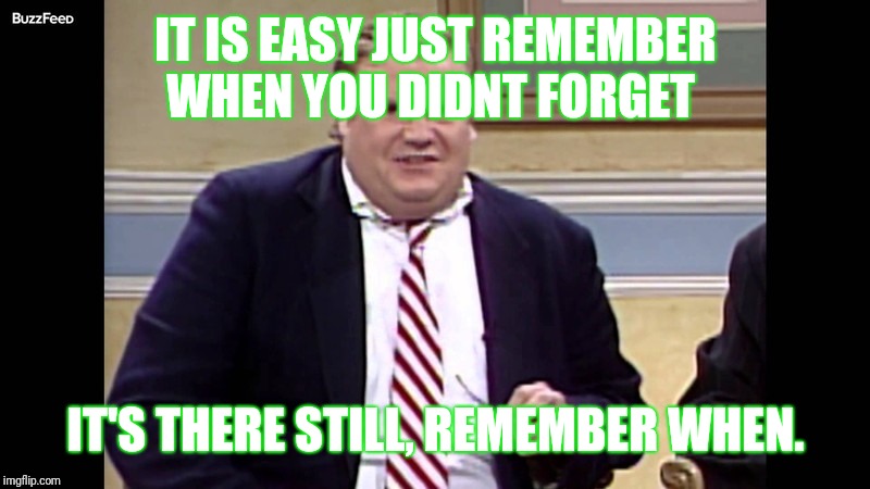 Remember when  | IT IS EASY JUST REMEMBER WHEN YOU DIDNT FORGET; IT'S THERE STILL, REMEMBER WHEN. | image tagged in remember when | made w/ Imgflip meme maker