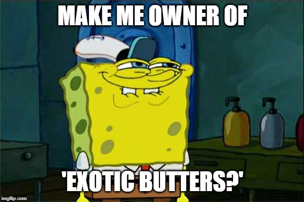 Don't You Squidward | MAKE ME OWNER OF; 'EXOTIC BUTTERS?' | image tagged in memes,dont you squidward | made w/ Imgflip meme maker