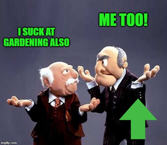 statler and waldorf | I SUCK AT GARDENING ALSO ME TOO! | image tagged in statler and waldorf | made w/ Imgflip meme maker