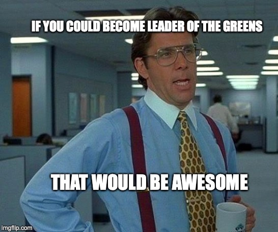 That Would Be Great Meme | IF YOU COULD BECOME LEADER OF THE GREENS; THAT WOULD BE AWESOME | image tagged in memes,that would be great | made w/ Imgflip meme maker