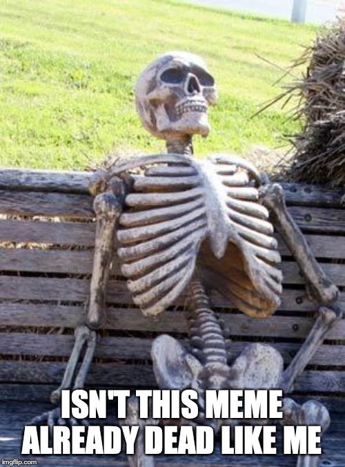 Waiting Skeleton Meme | ISN'T THIS MEME ALREADY DEAD LIKE ME | image tagged in memes,waiting skeleton | made w/ Imgflip meme maker