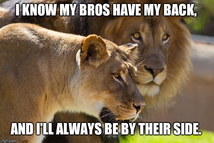 I KNOW MY BROS HAVE MY BACK, AND I'LL ALWAYS BE BY THEIR SIDE. | image tagged in brothers | made w/ Imgflip meme maker