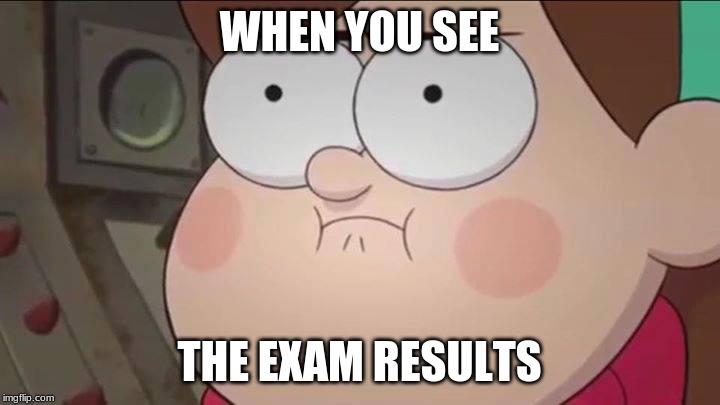 meh meme Mabel  | WHEN YOU SEE; THE EXAM RESULTS | image tagged in meh meme mabel | made w/ Imgflip meme maker