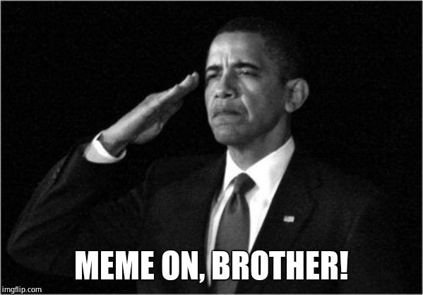 obama-salute | MEME ON, BROTHER! | image tagged in obama-salute | made w/ Imgflip meme maker