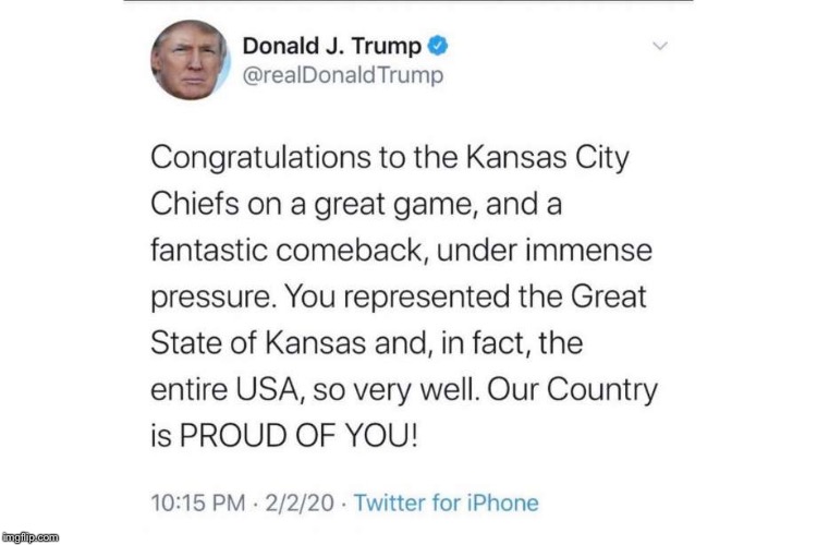 Trump KC Chiefs | image tagged in trump kc chiefs | made w/ Imgflip meme maker