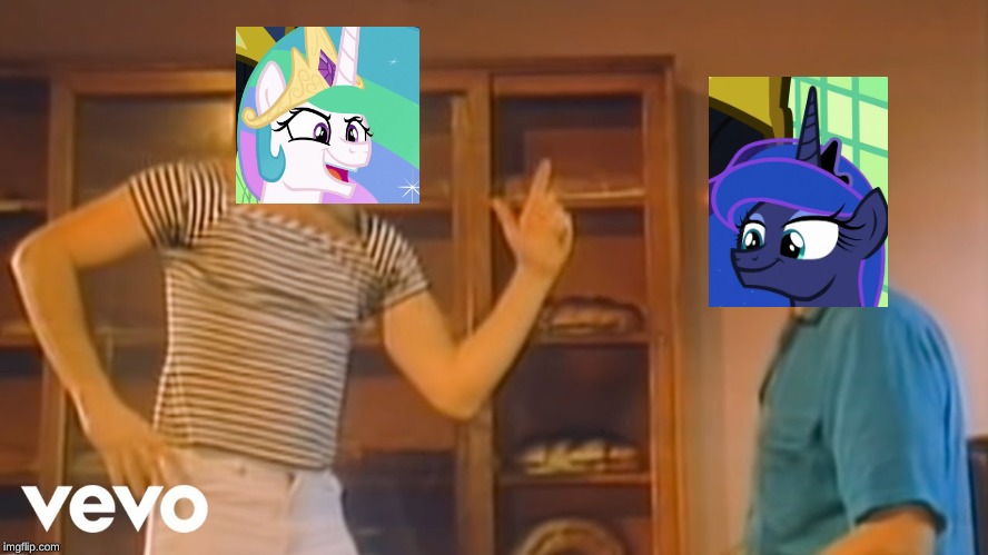 Can you guess what song is this? | image tagged in music video,princess celestia,princess luna,mlp fim,memes,funny | made w/ Imgflip meme maker