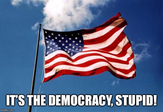us flag | IT’S THE DEMOCRACY, STUPID! | image tagged in us flag | made w/ Imgflip meme maker