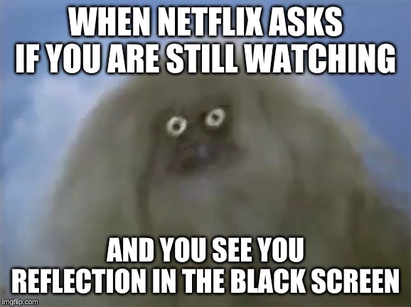 lol | WHEN NETFLIX ASKS IF YOU ARE STILL WATCHING; AND YOU SEE YOU REFLECTION IN THE BLACK SCREEN | image tagged in uuuuuuuuuuhhhhhhhhhhhh | made w/ Imgflip meme maker