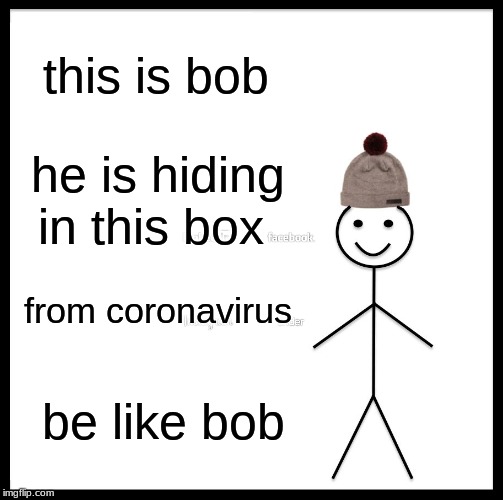 Be Like Bill | this is bob; he is hiding in this box; from coronavirus; be like bob | image tagged in memes,be like bill | made w/ Imgflip meme maker