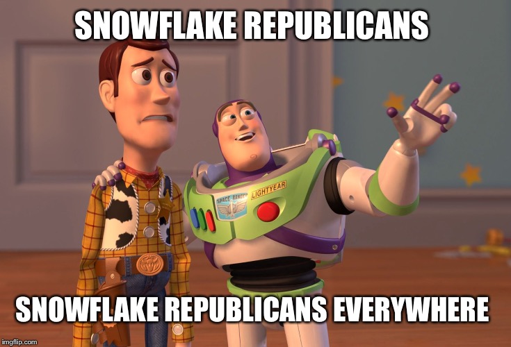 X, X Everywhere Meme | SNOWFLAKE REPUBLICANS SNOWFLAKE REPUBLICANS EVERYWHERE | image tagged in memes,x x everywhere | made w/ Imgflip meme maker