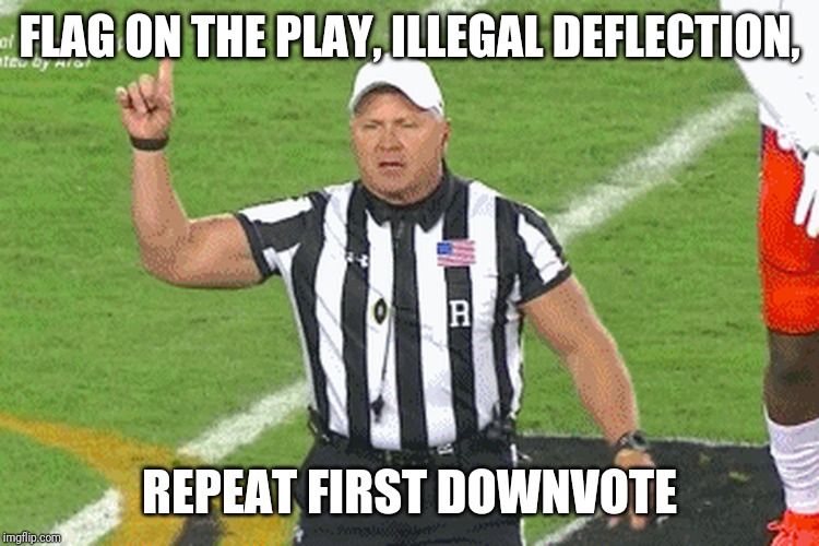 FLAG ON THE PLAY, ILLEGAL DEFLECTION, REPEAT FIRST DOWNVOTE | made w/ Imgflip meme maker