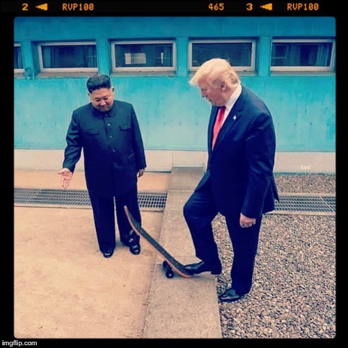 Trump Skates With Kim Jong Un | image tagged in 09pandaboy,memes,funny,wow | made w/ Imgflip meme maker
