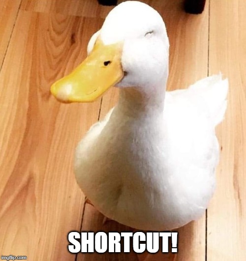 SMILE DUCK | SHORTCUT! | image tagged in smile duck | made w/ Imgflip meme maker