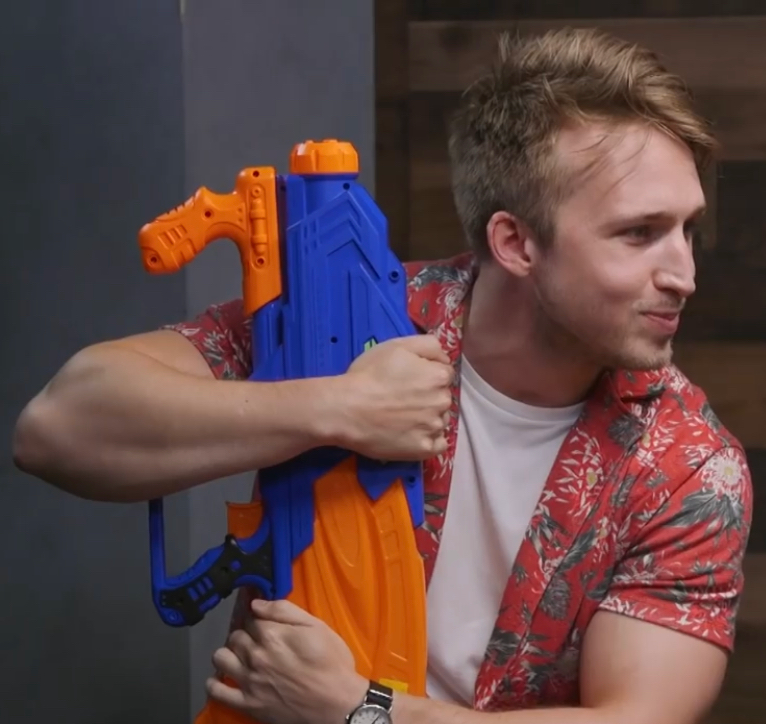 High Quality Shane Topp holding a water gun Blank Meme Template