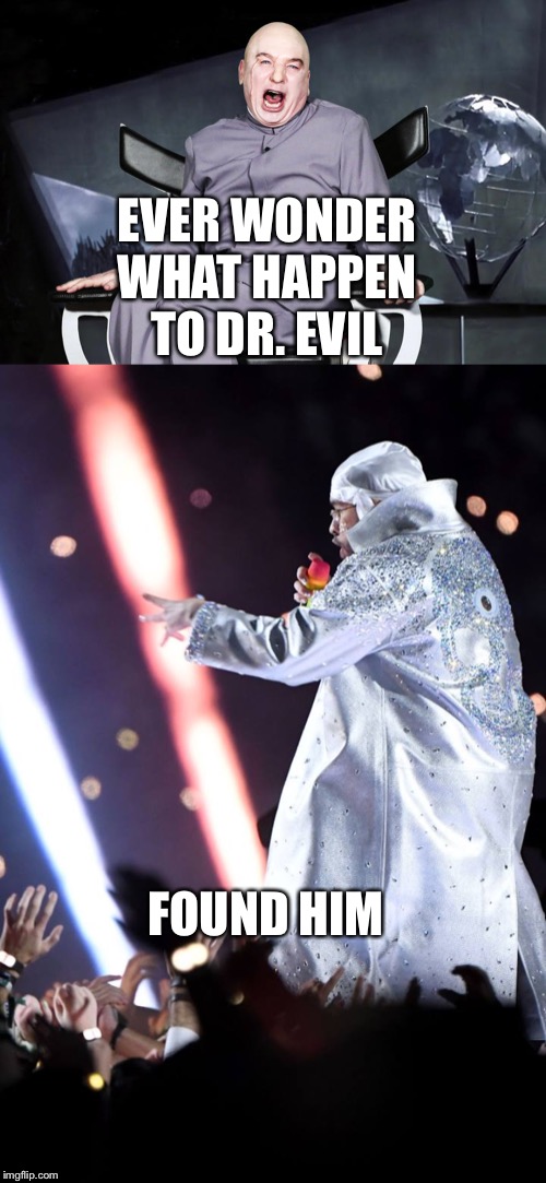 EVER WONDER WHAT HAPPEN TO DR. EVIL; FOUND HIM | image tagged in superbowl,embarrassed bunny,dr evil | made w/ Imgflip meme maker