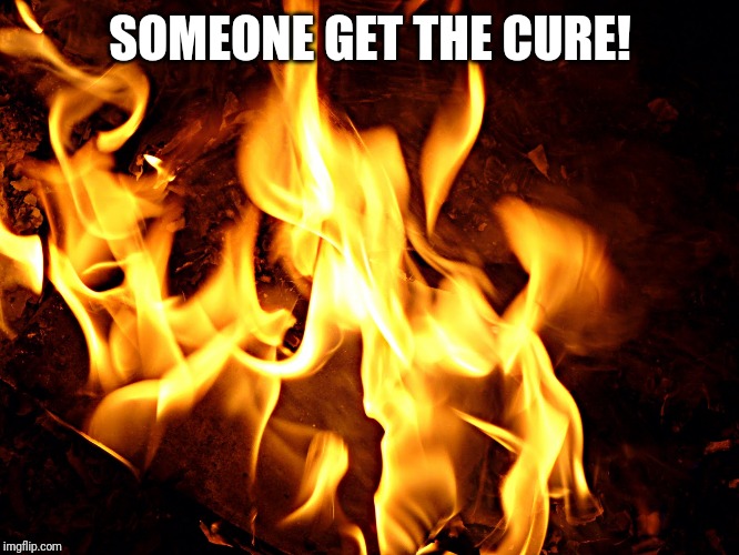 fire cures cancer | SOMEONE GET THE CURE! | image tagged in fire cures cancer | made w/ Imgflip meme maker