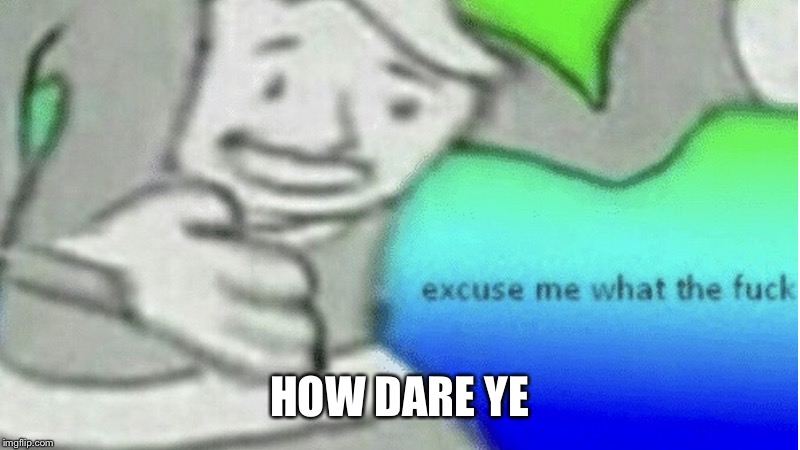 Excuse me what the f*ck | HOW DARE YE | image tagged in excuse me what the fck | made w/ Imgflip meme maker