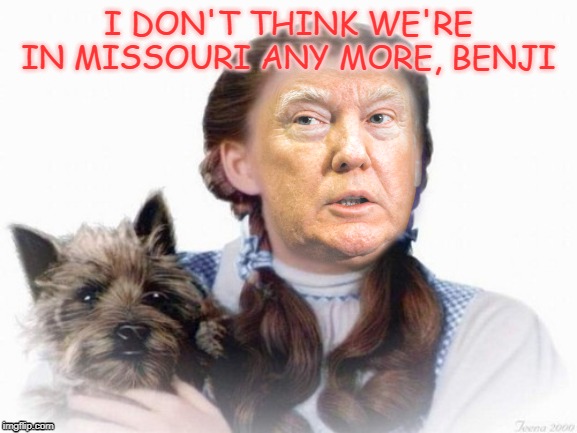I DON'T THINK WE'RE IN MISSOURI ANY MORE, BENJI | image tagged in kansas | made w/ Imgflip meme maker