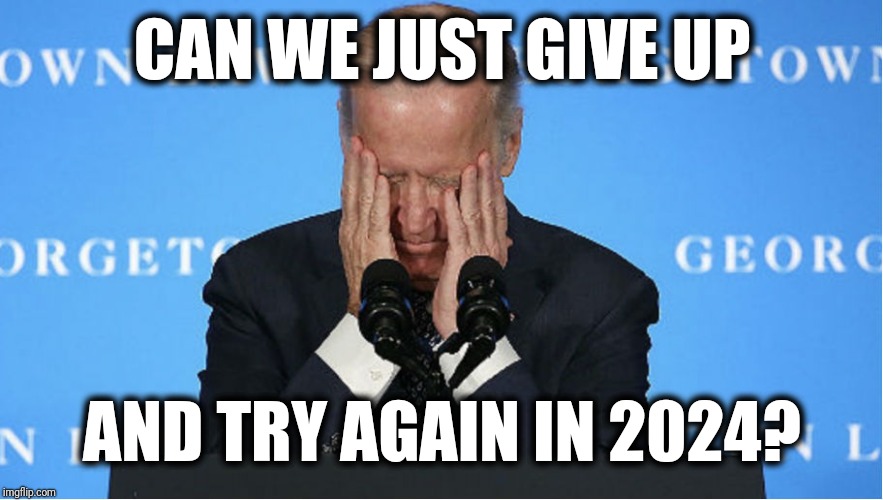 Forget it... | CAN WE JUST GIVE UP; AND TRY AGAIN IN 2024? | image tagged in democrats,2020 | made w/ Imgflip meme maker