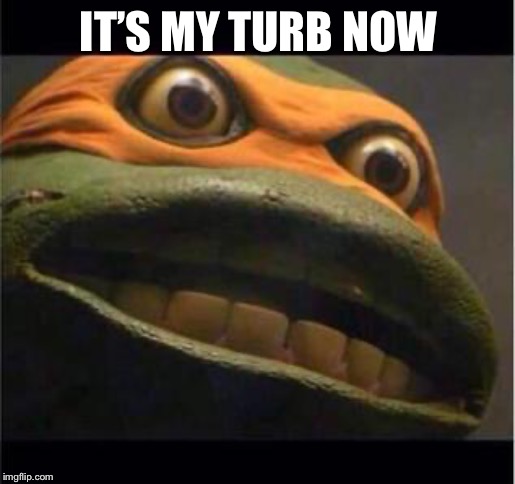 teen age mutant ninja turtle | IT’S MY TURB NOW | image tagged in teen age mutant ninja turtle | made w/ Imgflip meme maker