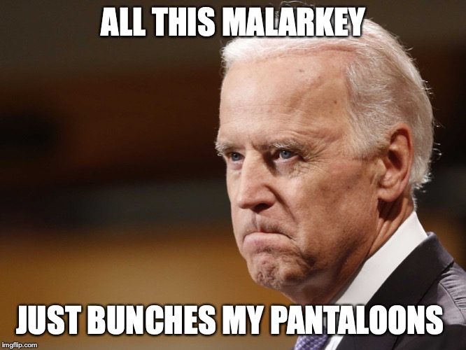 Representing the progressive left since aught... | ALL THIS MALARKEY; JUST BUNCHES MY PANTALOONS | image tagged in joe biden | made w/ Imgflip meme maker