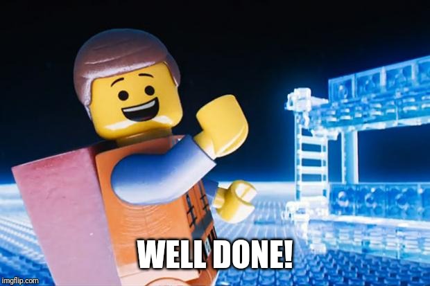 Lego Movie | WELL DONE! | image tagged in lego movie | made w/ Imgflip meme maker