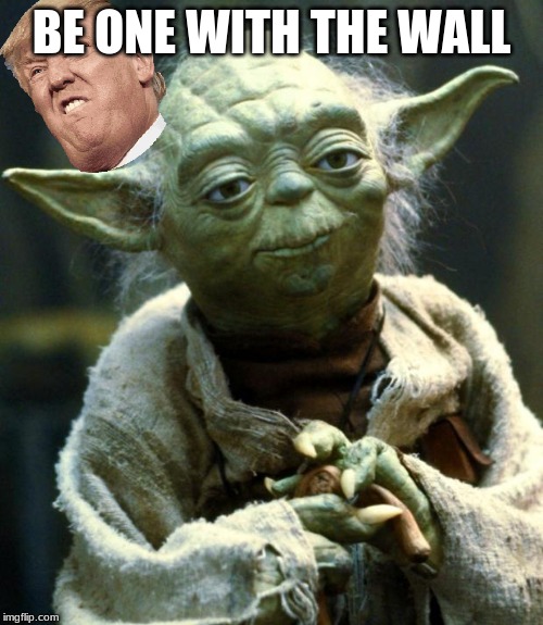 Star Wars Yoda | BE ONE WITH THE WALL | image tagged in memes,star wars yoda | made w/ Imgflip meme maker