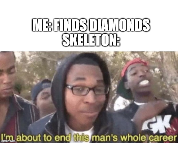I hate Skeletons |  ME: FINDS DIAMONDS

SKELETON: | image tagged in i am about to end this mans whole career,minecraft,memes,steve | made w/ Imgflip meme maker