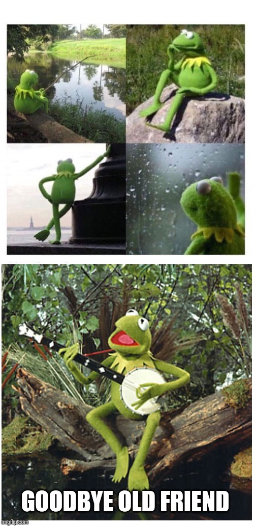 Kermit PTSD | GOODBYE OLD FRIEND | image tagged in kermit ptsd | made w/ Imgflip meme maker