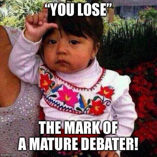 When they say “you lose,” it’s usually a pretty good indication that you won. | “YOU LOSE”; THE MARK OF A MATURE DEBATER! | image tagged in see you loser | made w/ Imgflip meme maker