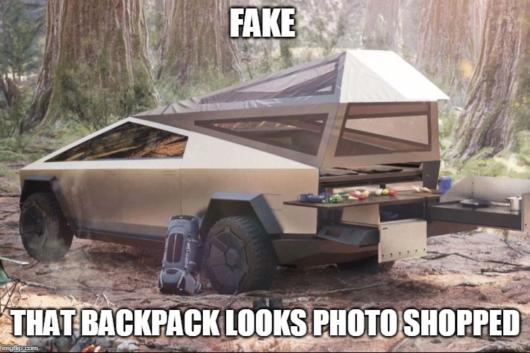 FAKE; THAT BACKPACK LOOKS PHOTO SHOPPED | made w/ Imgflip meme maker
