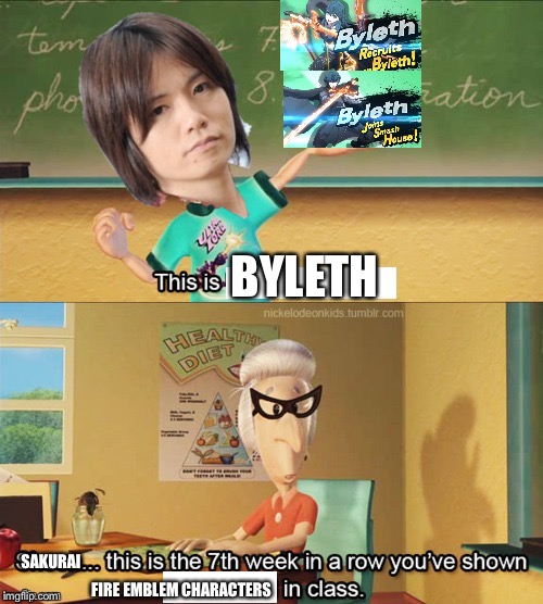 Sakurai why | BYLETH; SAKURAI; FIRE EMBLEM CHARACTERS | image tagged in sheen's show and tell | made w/ Imgflip meme maker
