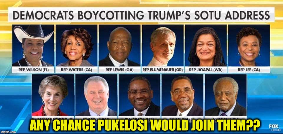 Don’t want to see any of their hideous Marxist faces ever again | ANY CHANCE PUKELOSI WOULD JOIN THEM?? | image tagged in democrats,democratic party,state of the union | made w/ Imgflip meme maker