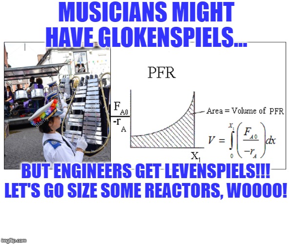 MUSICIANS MIGHT HAVE GLOKENSPIELS... BUT ENGINEERS GET LEVENSPIELS!!!
LET'S GO SIZE SOME REACTORS, WOOOO! | image tagged in science,engineering | made w/ Imgflip meme maker