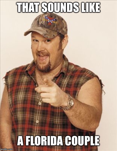 Larry The Cable Guy | THAT SOUNDS LIKE A FLORIDA COUPLE | image tagged in larry the cable guy | made w/ Imgflip meme maker