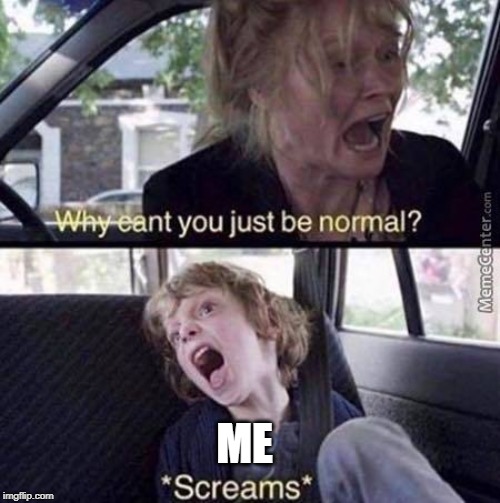 Why Can't You Just Be Normal | ME | image tagged in why can't you just be normal | made w/ Imgflip meme maker