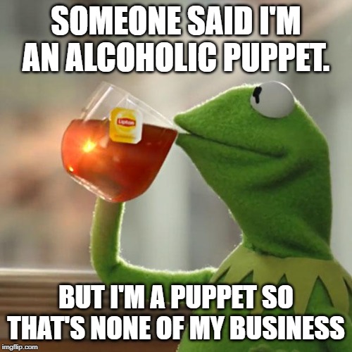 But That's None Of My Business | SOMEONE SAID I'M AN ALCOHOLIC PUPPET. BUT I'M A PUPPET SO THAT'S NONE OF MY BUSINESS | image tagged in memes,but thats none of my business,kermit the frog | made w/ Imgflip meme maker