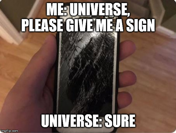 Universe | ME: UNIVERSE, PLEASE GIVE ME A SIGN; UNIVERSE: SURE | image tagged in funny signs | made w/ Imgflip meme maker