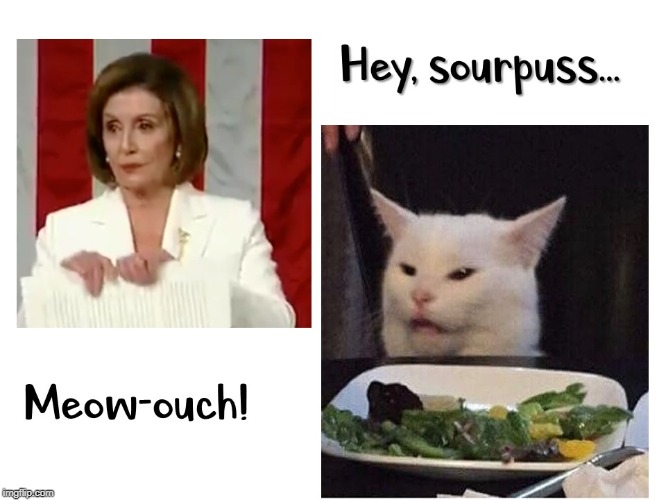 Pelosi Sourpuss | image tagged in pelosi,liberals,democrats,pelosi ripped up sotu | made w/ Imgflip meme maker