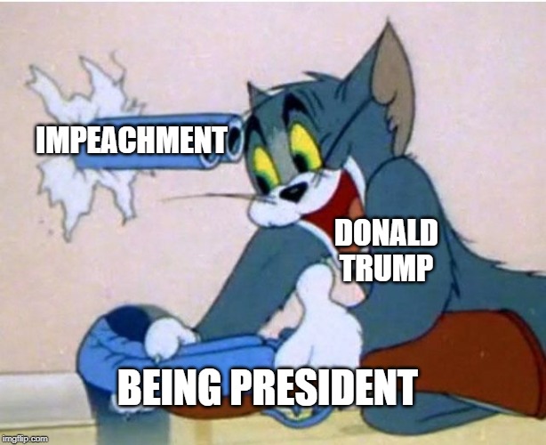 Tom and Jerry | IMPEACHMENT; DONALD TRUMP; BEING PRESIDENT | image tagged in tom and jerry,donald trump,president,president trump,impeach trump,impeach | made w/ Imgflip meme maker