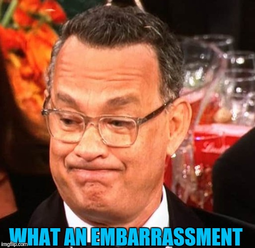 Tom Hanks Face | WHAT AN EMBARRASSMENT | image tagged in tom hanks face | made w/ Imgflip meme maker
